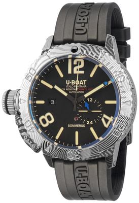 U-Boat SOMMERSO DAMASCO Automatic (46mm) Three-Level Black Dial / Vulcanised Black Rubber Strap 9999