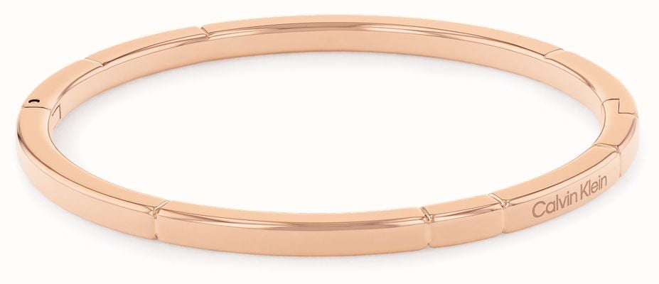 Calvin Klein Soft Squares Hinged Bangle Rose Gold Tone Stainless Steel 35000456