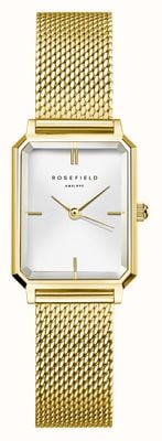 Rosefield Octagon XS (19.5mm) White Dial / Gold-Plated Stainless Steel Mesh Bracelet OWGMG-O73