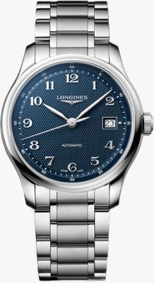 LONGINES Master Collection automático (39mm) mostrador azul "padrão de cevada" / pulseira de aço inoxidável L29494936
