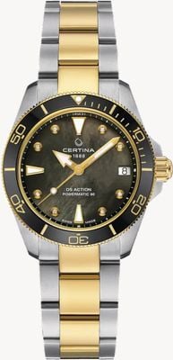 Certina DS Action Lady Powermatic 80 (34.5mm) Black Mother of Pearl Dial / Two-Tone Stainless Steel C0320072212600