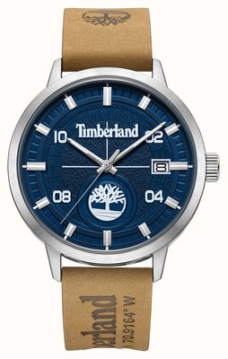 Timberland Mostrador azul de quartzo Johnston (44 mm) / pulseira de couro marrom TDWGB2182001
