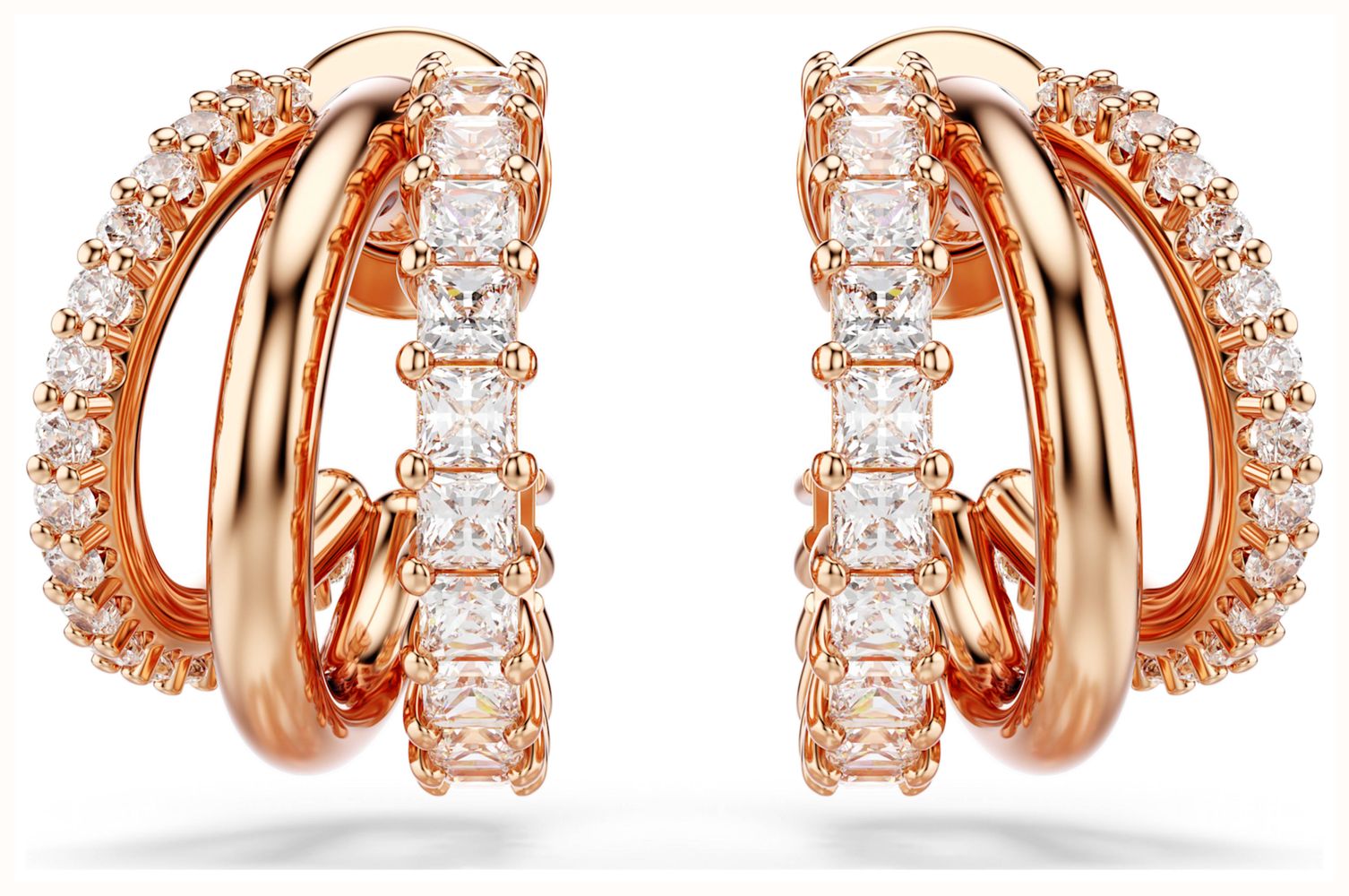 Swarovski Jewellery Hyperbola Hoop Earrings White Crystals Rose Gold-Tone  Plated 5698702