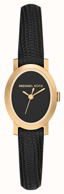 Michael Kors Mini maude (20,5 mm) czarna tarcza / czarny skórzany pasek MK7585