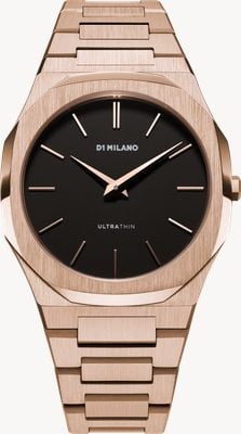 D1 Milano 超薄型再ローズゴールド（40mm）マットブラック文字盤 / ローズゴールドPVDステンレススチールブレスレット UTBJ42