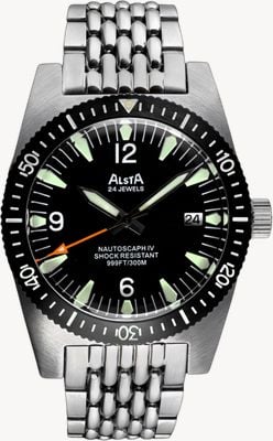 Alsta Montre Nautoscaph IV automatique (40 mm) cadran noir / bracelet en acier inoxydable NAUTOSCAPH IV