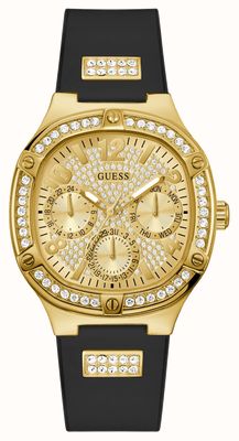 Guess Mostrador feminino duquesa (40 mm) dourado / pulseira de silicone preta GW0619L2
