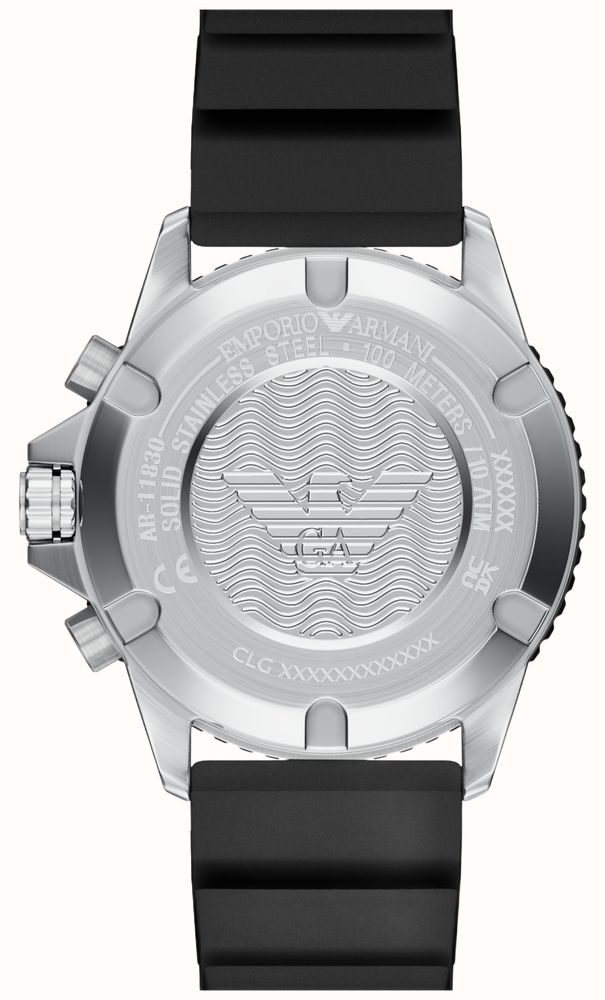 Emporio Armani Solar Chronograph (44mm) Black Dial / Black Silicone Strap AR11830 - alternative Ansicht 5