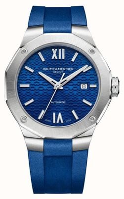 Baume & Mercier Montre bracelet en caoutchouc bleu Riviera 10619