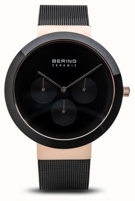 Bering Cerámica | caja de oro rosa pulido | esfera negra 35040-166