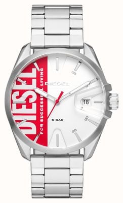 Diesel Reloj ms9 de acero inoxidable para hombre, esfera roja y blanca. DZ1992
