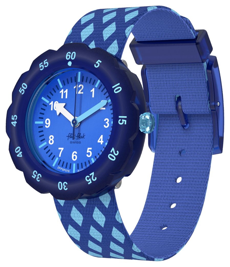 Flik Flak Cadran bleu croisÃ© (34,75 mm) / bracelet Ã  montre