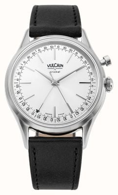 Vulcain Cricket President Hand-Wound Alarm Calibre Limited Edition (39mm) Silver Sunray Dial / Black Leather Strap Watch 100273A20.BAN248