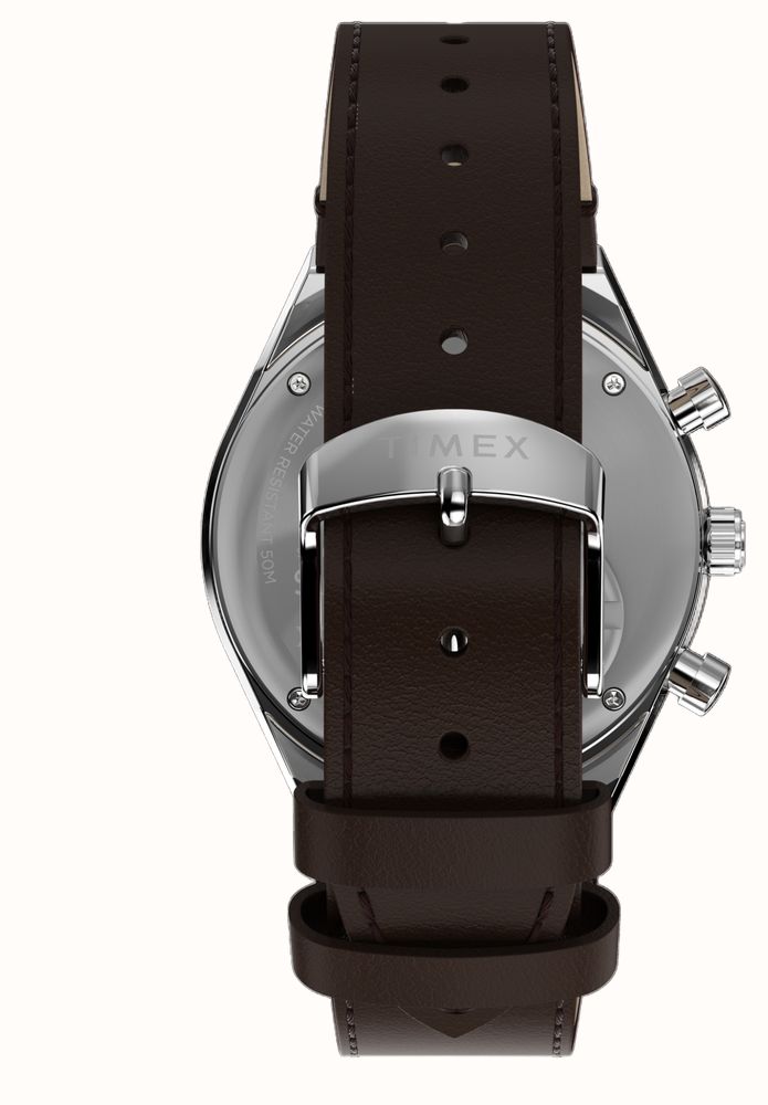 Timex Peanuts x Q Times Chronograph 40mm Brown Leather Strap TW6A04400 - alternate view 3