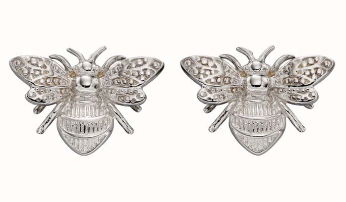 Elements Gold 9ct White Gold Bee Stud Earrings GE2323