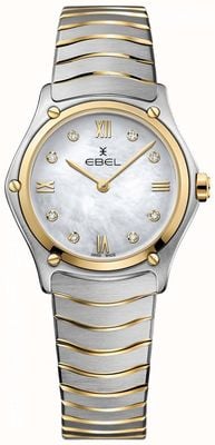 EBEL Sportklassiker – Perlmuttzifferblatt mit 8 Diamanten (29 mm) / 18-karätiges Gold und Edelstahl 1216388A