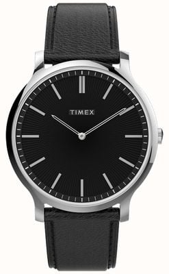 Timex 男士画廊 |黑色表盘|黑色皮表 TW2V28300