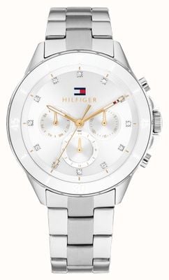 Tommy Hilfiger Женские часы mellie (40 мм) с белым циферблатом и браслетом из нержавеющей стали 1782707