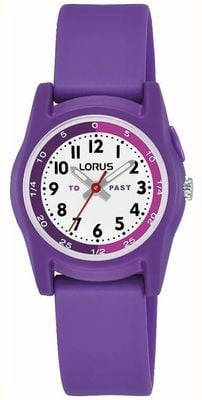 Lorus Kid's Time Teacher (28mm) White Dial / Purple Silicone R2359NX9