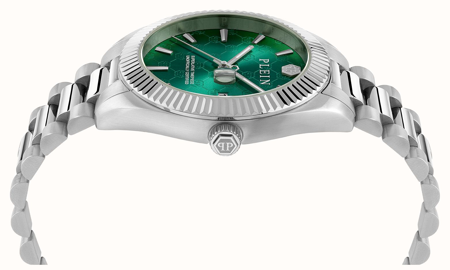 Philipp Plein DATE SUPERLATIVE Quartz (41mm) Green Sunray Dial / Stainless Steel Bracelet PWDHA0126 - vista alternativa 3