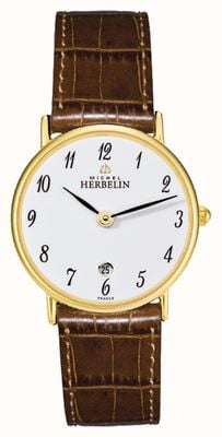 Herbelin Sonates | 26mm | cadran blanc | bracelet en cuir marron 16845P28MA
