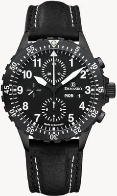 Damasko Men's DC66 5-55 Bezel DEPLOYMENT BUCKLE DC66-BLACK-BW-STITCH-STANDARD-ENGLISH BEZEL-DEPLOYMENT BUCKLE
