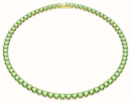 Swarovski Matrix Tennis Necklace Gold-Tone Plated Green Crystals 5661189