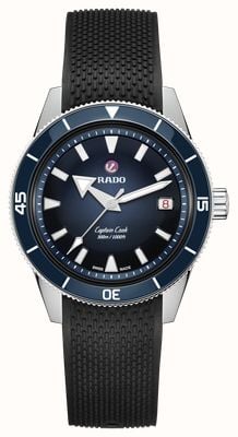 RADO Captain Cook automaat (39 mm) donkerblauwe wijzerplaat met kleurverloop / zwarte rubberen band R32223229