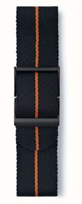 Elliot Brown Nur schwarzes Gurtband mit orangefarbenen Streifen, Standardlänge, 22 mm STR-N17