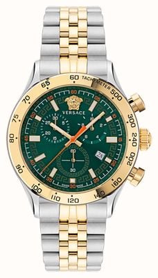 Versace HELLENYIUM CHRONO (44mm) Green Dial / Two-Tone Stainless Steel VE2U00522