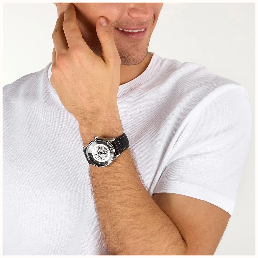 Maserati SORPASSO 42MM Automatic Leather Strap Skeleton Stainless Steel Mens R8821124004 - alternate view 4