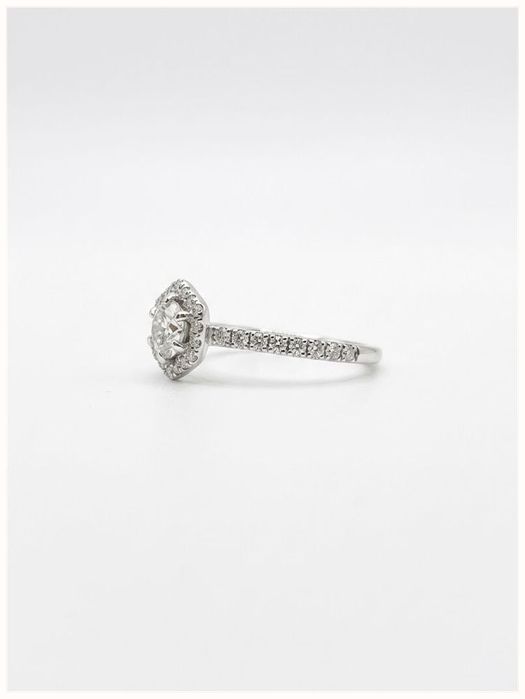 0.50ct Round Brilliant Natural Diamond Platinum Halo Ring J24806 - alternate view 2