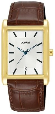 Lorus Clássico feminino (29 mm) mostrador branco / pulseira de couro marrom RH940RX9