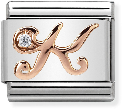 Nomination Classic Letter K 9ct Rose Gold & Steel Charm 430310/11