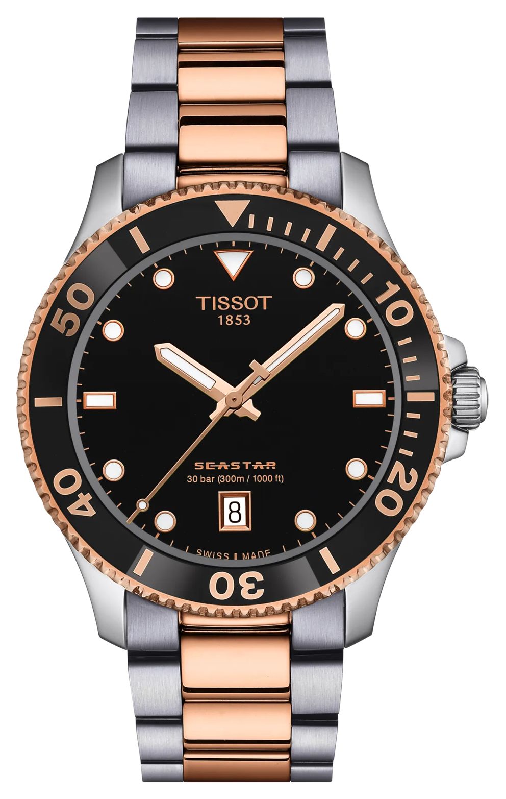 Tissot Seastar 1000 (40mm) cadran noir / bracelet en acier montre