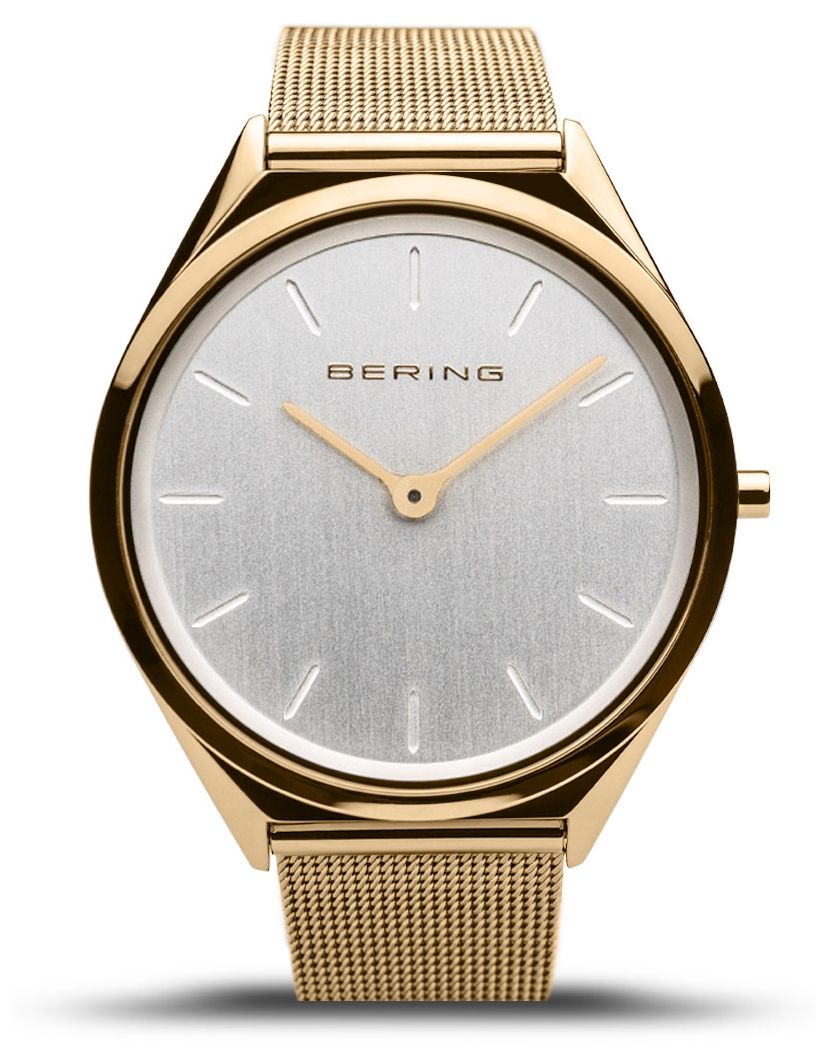 Bering | unisexe | ultra-mince | bracelet en maille d'or | montre