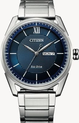 Citizen Men's Eco-Drive Bracelet WR100 Blue Dial Solar Powered AW0081-54L