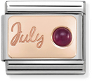 Nomination Classic July Birthstone Ruby 9ct Rose Gold & Steel Charm 430508/07