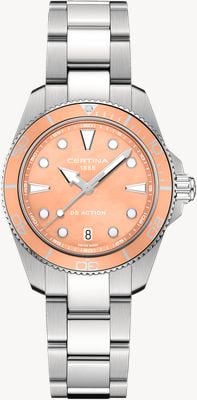 Certina DS Action Quartz (34.5mm) Peach Mother-of-Pearl Dial / Stainless Steel Bracelet C0482101138100