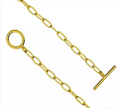 CME Leicester Limited Silver Gold Plated Oval Wire Paperchain Necklace H3899-43