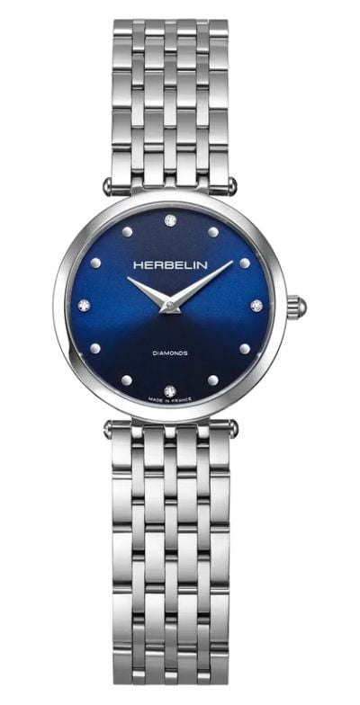 Herbelin Epsilon Diamond Quartz 28mm Blue Sunray Dial  Watch
