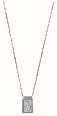 Cluse Force Tropicale Silver Twisted Chain Tag Pedant Necklace CLJ22014