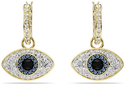 Swarovski Symbolica Drop Earrings Evil Eye Blue and White Crystals Gold-Tone Plated 5692163