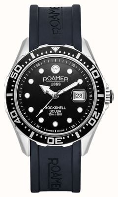 Roamer Rockshell mkiii scuba mostrador preto / pulseira de silicone preta 867833 41 85 02