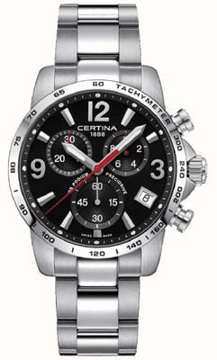Certina DS Podium 1/10 sec chronographe (41 mm) cadran noir / bracelet en acier inoxydable C0344171105700