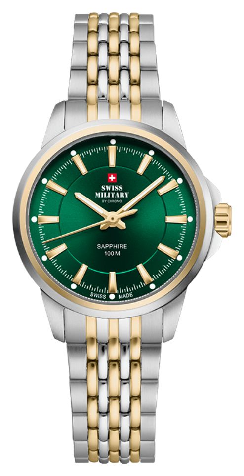 Swiss Military by Chrono Cadran vert, bracelet deux tons montre