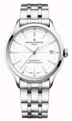 Baume & Mercier Cronometro Clifton Baumatic (40 mm) quadrante bianco puro/bracciale in acciaio inossidabile M0A10505