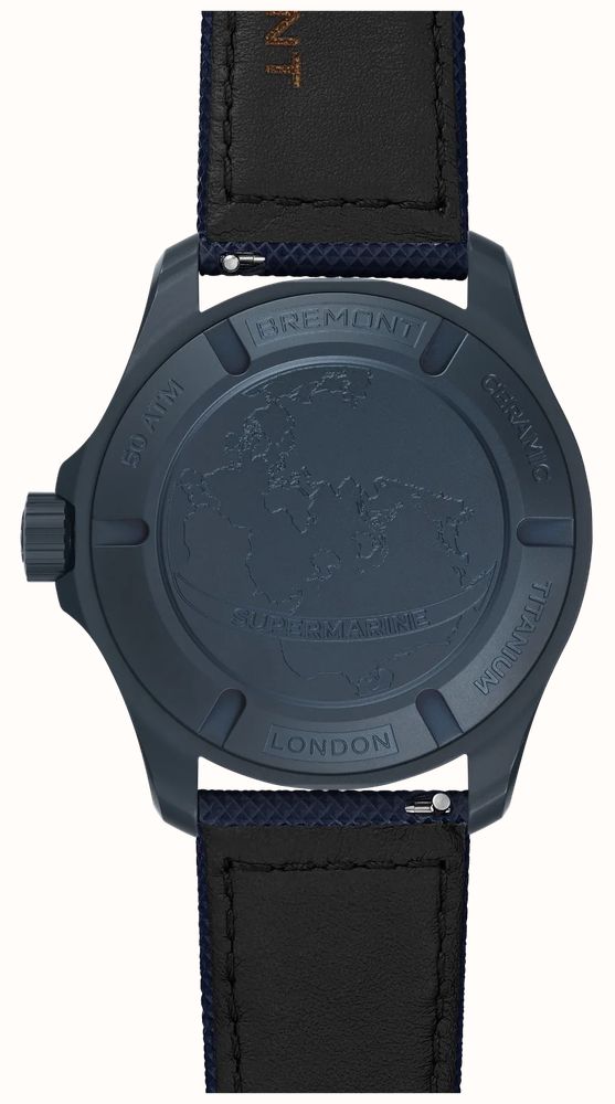 Bremont Supermarine Full Ceramic Deep Blue Limited Edition (43mm) Black 3D Pattern Dial / Blue Hybrid Strap SM43-DT-BLCER-BK-L-S - alternate view 3