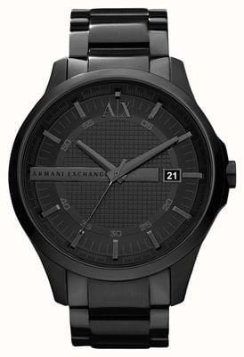 Armani Exchange 男装 |黑色纹理表盘|黑色 pvd 手链 AX2104