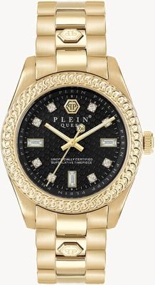 Philipp Plein $TREET COUTURE QUEEN (36mm) Black Dial / Gold PVD Stainless Steel Bracelet PWDAA0621